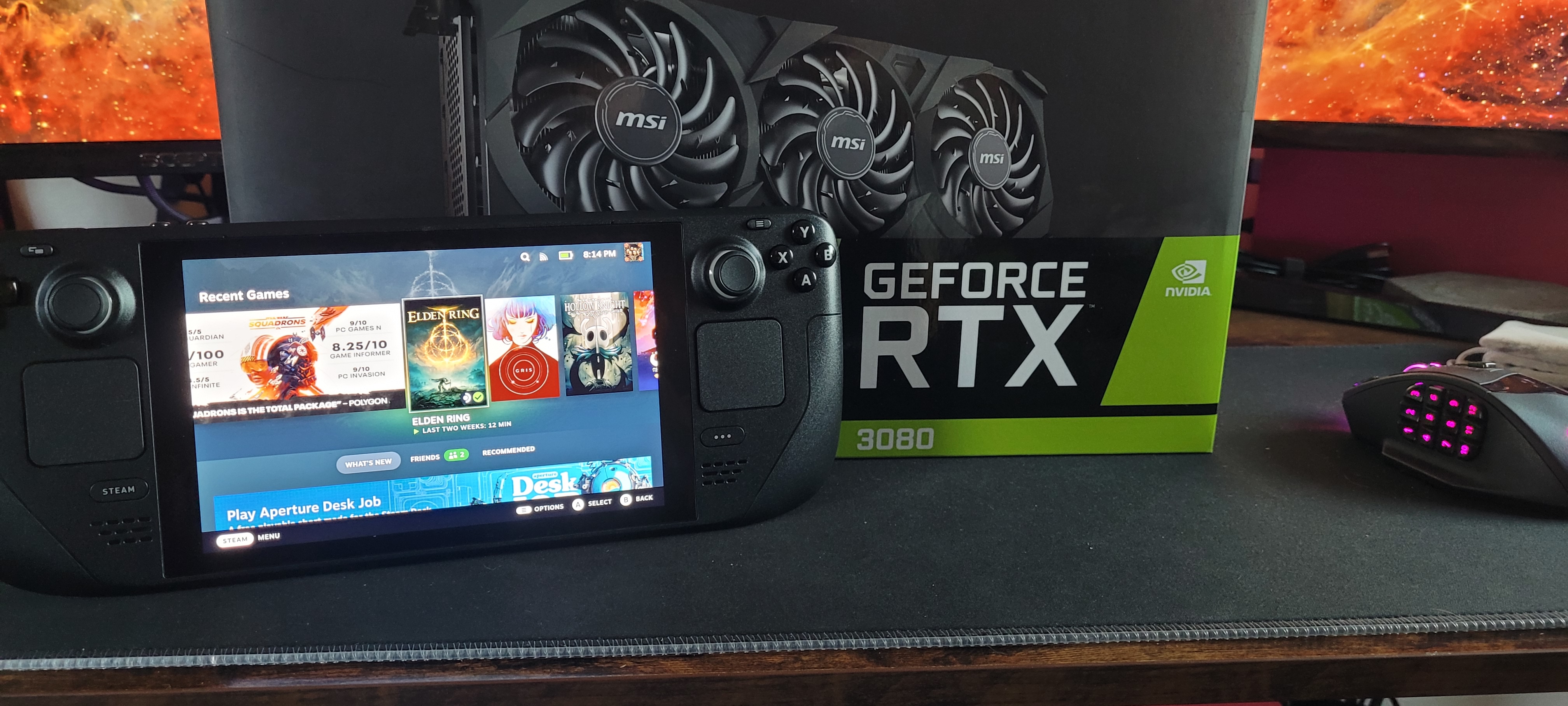 My Steam Deck and my RTX gaming graphics card